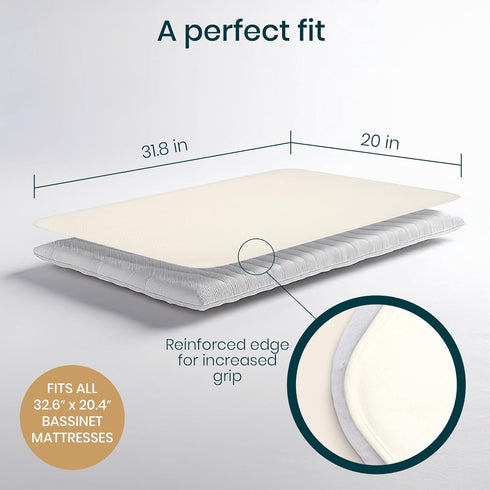100% 100% CoZee (31.8 20 Tutti Bambini Waterproof Bassinet Mattress Protector - Premium Cotton Bassinet Mattress Pad