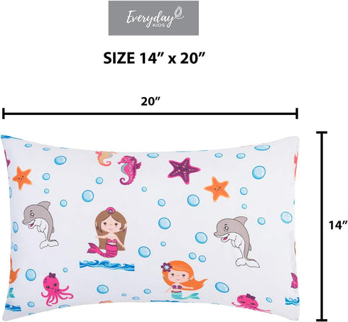 Everyday Kids 2-Pack Toddler Travel Pillowcases, 100% Soft Microfiber, 14" by 20" Fits Pillows 14x19, 13x18 or 12x16