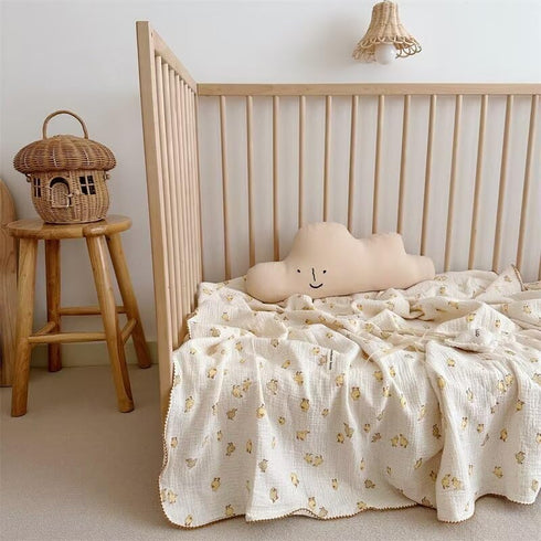Summer, 47"x51" BuLuTu Cute Duck Pattern Baby Blanket Muslin Toddler Quilt Blankets Boys Girls Breathable Cotton Baby