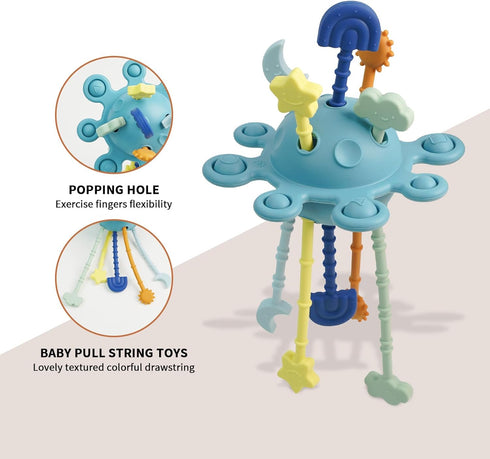 Baby Montessori Toys for 6-18 Months - Silicone Pull String Learning Toys for Toddlers, Birthday Gifts for Boys Girls