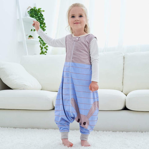 MICHLEY Toddler Sleeping Sack with Feet, Newborn Infant Sleeveless Sleeping Bag, 2-way Zipper, Blue Rabbit, 3-5T