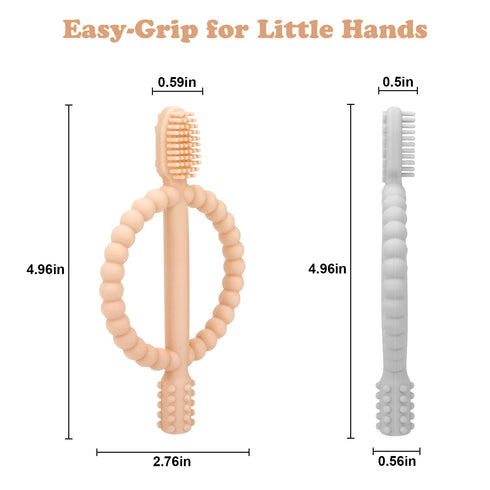 Baby Teething Toys with Easy-Hold Handle, Silicone Infant Toothbrush, Textured for Sore Gums, 0-6 Months