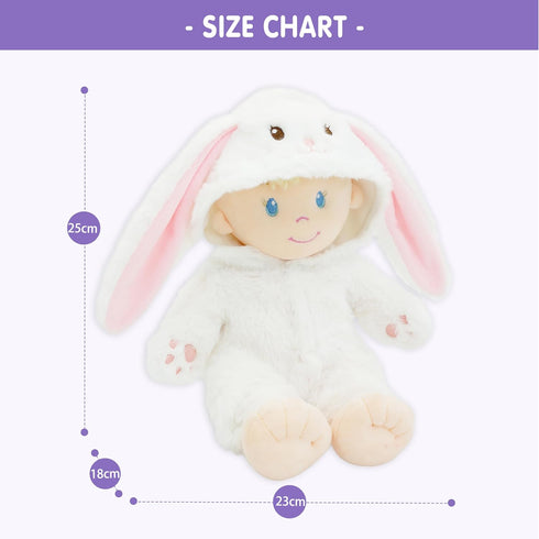 12" June Garden Sweet Dolly Snowbun - Stuffed Ultra Soft Baby Doll for Birth and Up - Bunny Outfit