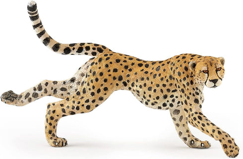 Papo Running Cheetah Figurine - Hand-Painted Wildlife Predator Toy for Kids Age 3+, 12.5 x 3.5 x 6.8 cm