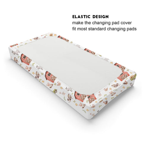 Baby Farm Life Changing Pad Cover, 32"x16" Farm Animals for Boy Girl, Soft Breathable Diaper Mats