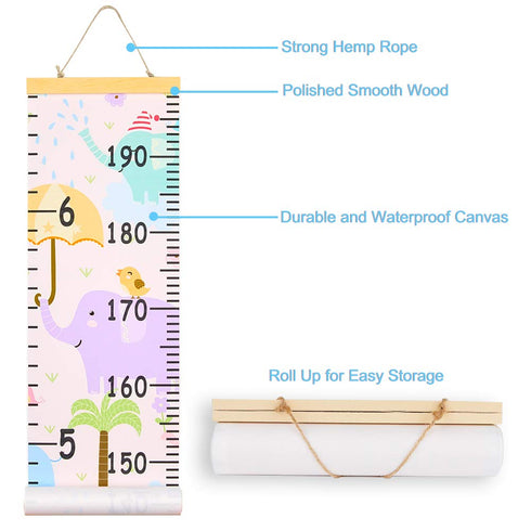 Beinou Baby Growth Chart for Wall, Height Chart for Kids with Wood Frame, 7.9in x 79in Canvas Hanging Measurement