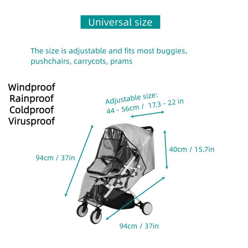 Berocia Stroller Rain Cover, Universal Stroller Accessory, Waterproof, Windproof, Protect from Sun Dust Snow, Baby