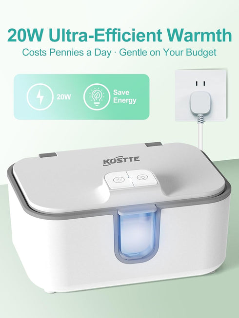 Baby Wipes Warmer, Larger Capacity Wipe Dispenser, Even Heating Diaper Wipe Warmer with Night Light, On/Off Switch
