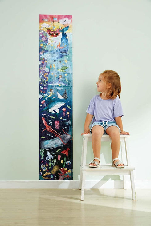 Hape Ocean Life Puzzle - 1.5 Meter Long | 200 Pieces Colorful Giant Glow-in-The-Dark Marine Life Jigsaw for Children 6+