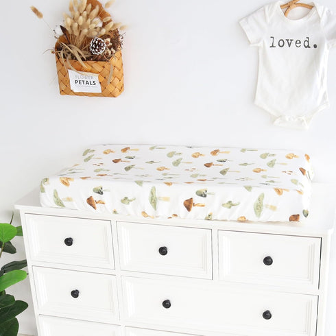 LifeTree Muslin Swaddle Blankets and Changing Pad Covers Fitted, Mushroom Pattern, Super Soft Viscose from Bamboo