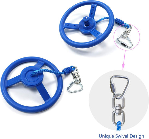 Rainbow Craft 3-Pack Ninja Wheel Obstacle for Kids, Swing Monkey Wheel for Ninja Warrior Obstacle Course, Blue, Red &