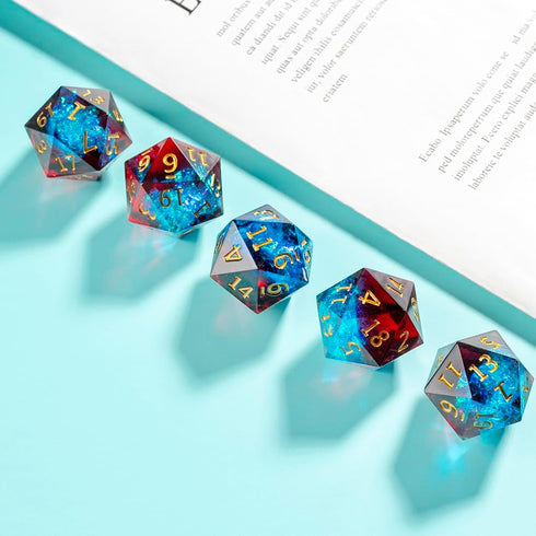 5PCS Polyhedral D20 Dice - 22mm Resin 20 Sided Game Dice for RPG MTG DND Table Games (Red Blue)