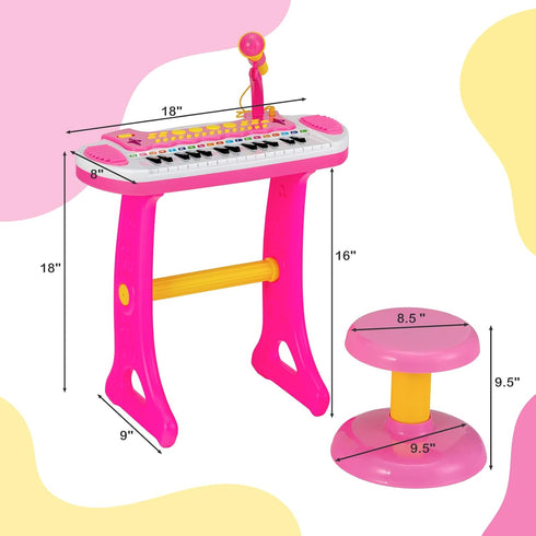31-Key HONEY JOY Kids Piano Keyboard, Electronic Piano Educational Musical Instrument Toy with Microphone, Sounds