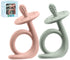 Baby Teething Toys - Silicone Baby Teether Chew Toys, Freezer Safe BPA Free, Rose Quartz/Lite Green