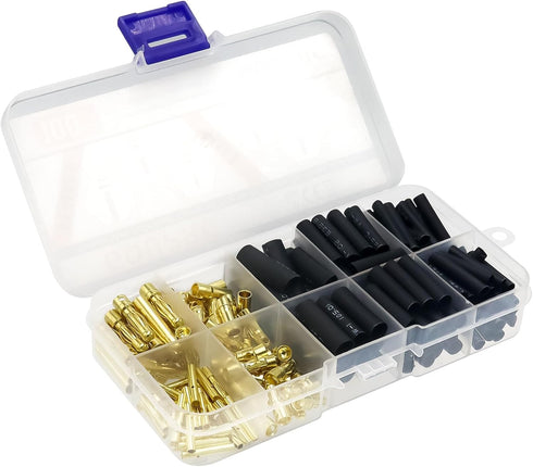 GOUPRC RC Bullet Connectors 2mm 3.5mm 4mm Female Male Gold Banana Plug with Heat Shrink Tube