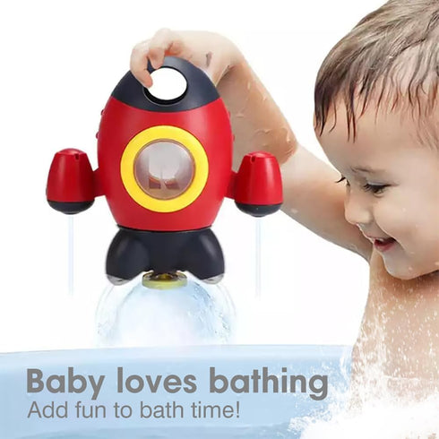 Baby Bath Toys, Space Rocket Shape Bathtub Toys for Toddlers, Spray Water Toys w/ Rotating Fountain, Bathroom Shower Toys for Infants Aged 18 Months 2 3 4 5 Years Old Kids Girls Boys