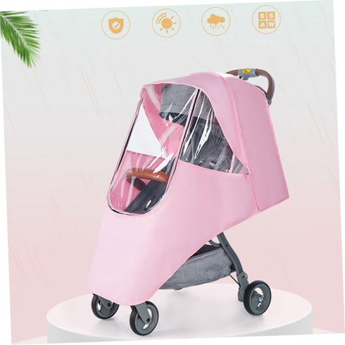 Spittle-proof Pink Baby Stroller Rain Cover, Windproof Umbrella Car Cover