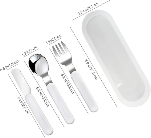VANRA 3-Piece Children Utensils Set, Knife Spoon Fork, 18/10 Stainless Steel Flatware with Case for Lunch Box