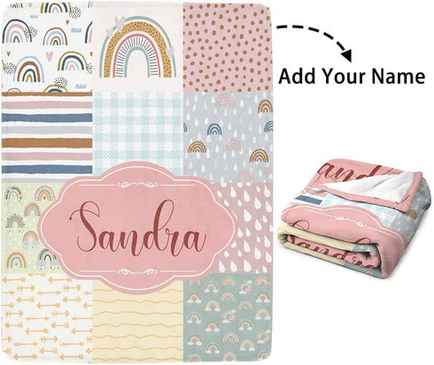 Monogrammed 60"x80" Personalized Baby Blankets for Girls, Customized Swaddle Blanket for Kids- Custom Soft Fleece Name