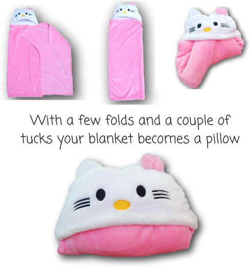 Hooded Toddler Blanket | Plush Soft Animal Baby Hoodie Blankie 36x27 + Hood, Light Pink