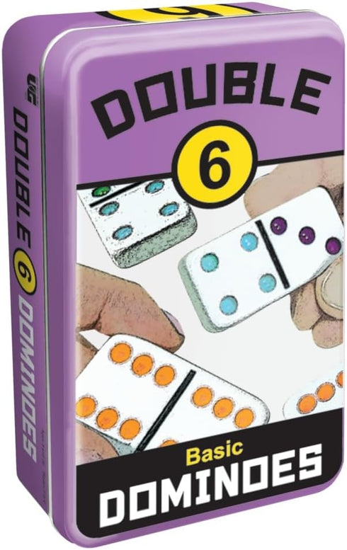 Front Porch Classics Double 6 Travel Tin Domino Set for 1 to 4 Players Ages 6 and Up