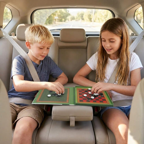 2-in-1 8-12 8-12 Checkers & Reversi Board Game | Magnetic Travel Games for Kids | Plane Activities for Kids Ages |