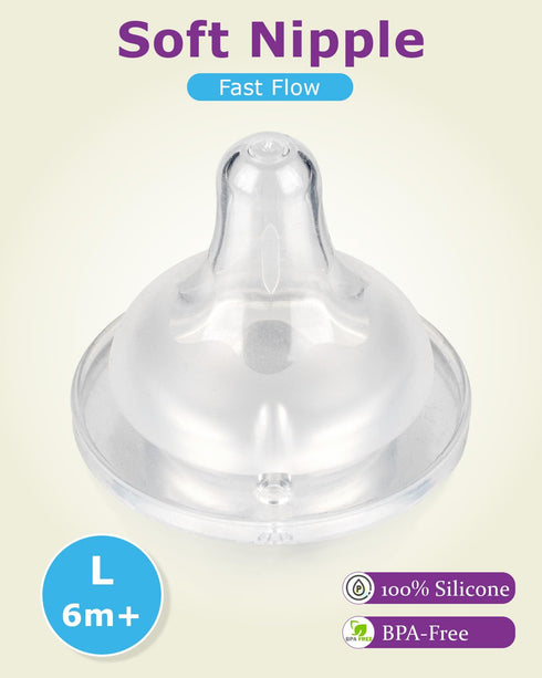 Bottle,6m+,Size 4 Count Baby Bottle Nipple for Gulicola Natural Glass L Soft Silicone Nipples,Fast Flow