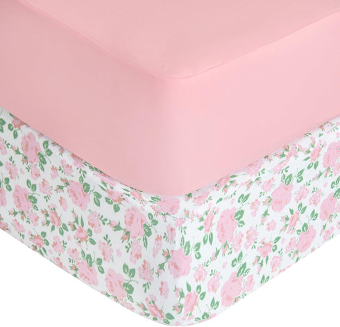 Magik & Kover 2 Pack 52" 28", Stretchy Crib Sheets Girl, Baby Crib Sheets Fitted for Standard Crib and Toddler Mattress