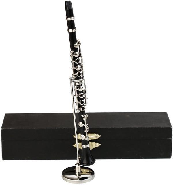 Dselvgvu Miniature Clarinet with Stand and Case Mini Musical Instrument Replica Collectible Figurines