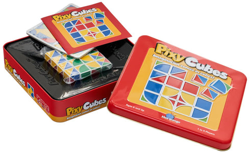 Pixy Cubes Matching Pattern Design Game - Speed or Memory Rules with Cubes in Tin Box, Ages 6+, 1 to 4 Players