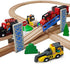 DSHMIXIA Set 3-5 Lift Bridge Wooden Crane Toy with Train Cars - Compatible with Major Wooden Rail Brands - Ages