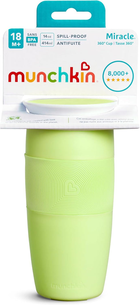 Munchkin Sippy Cup for Toddlers, Miracle 360 Cup, 14 Ounce, Green Color