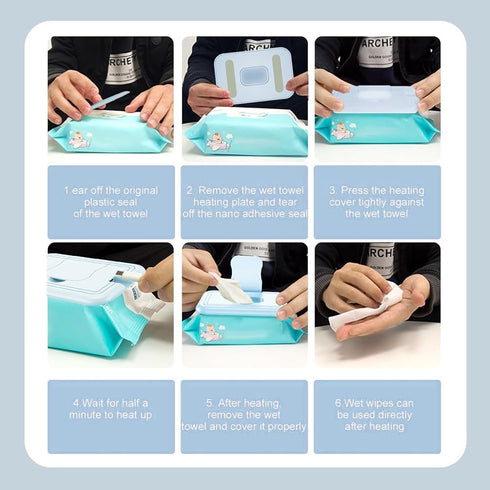 Glomora Baby Wipe Warmer, Wipe Warmer Thermostat Temperature Double Layers Cover Portable USB Wet Wipe Heater