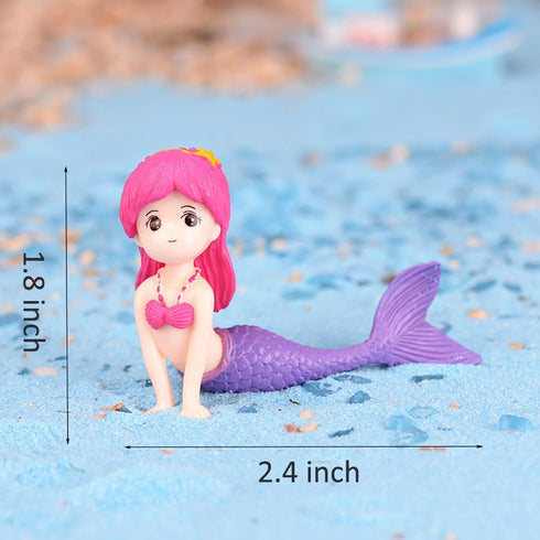 MAOMIA Miniature Mermaid Figurines, 4 Pcs Mini Toy Figure Collection for Birthday Cake Toppers and Decoration