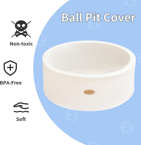 Baby Ball Pit - Soft Round Memory Foam Playpen for Indoor Outdoor Use, Balls Not Included (White)