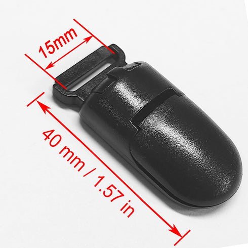 50 Pack 15mm Ribbon Pacifier Plastic Suspender Clips for DIY Teething Toys, Baby Blankets, Dummy Leash, Black