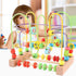 QZMTOY Wooden Toys for Toddlers – Bead Maze Toy with Colorful Animals Fruits Shapes – Educational Counting Learning Toys