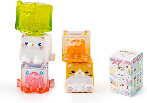 BEEMAI Square Cat Series Blind Pack, 5PCs Random Design Cute Figures Collectible Toys
