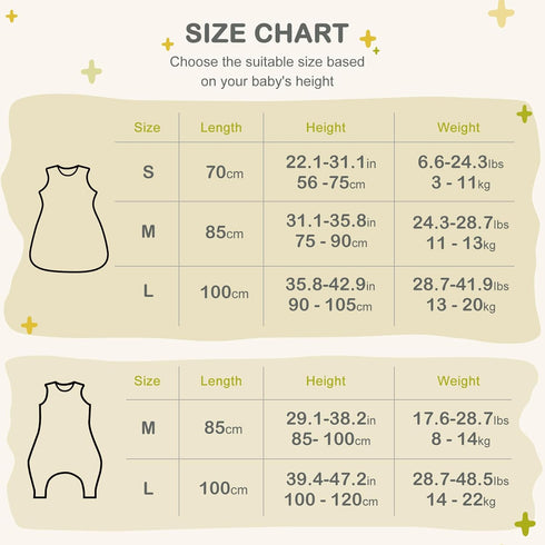 Nivolltha 1.5 100% 3-6 Super Soft TOG Sleep Sack, Organic Cotton All Season Warm Baby Wearable Blanket for Months