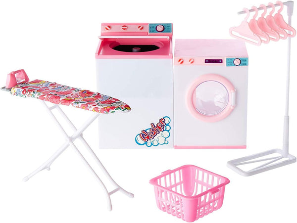 Ivory Gloria Dollhouse Furniture - Laundry Room Playset with Iron & Ironing Table
