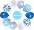 50pcs 12 inch Royal Blue Confetti Latex Balloons, Light Blue Baby Blue and White Party Balloons for Birthday Wedding