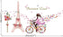 Girl Bicycle Wall Stickers, Flowers Eiffel Tower Wall Decals Mural for Kids Bedroom Living Room