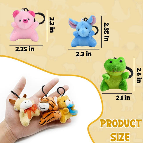 24Pack Mini Animal Plush Toy Set - Cute Assortment Keychain Toys, Small Stuffed Animal Gifts for Kids