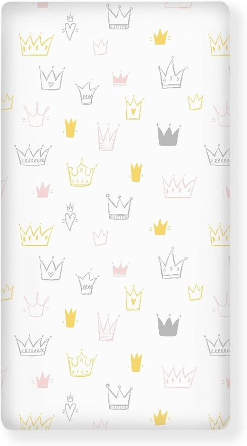 Streeyiu Crown Baby Crib Sheets for Boys Girls Cute Crown Fitted Crib Sheet