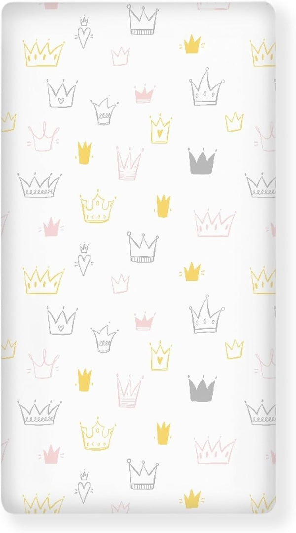 Streeyiu Crown Baby Crib Sheets for Boys Girls Cute Crown Fitted Crib Sheet