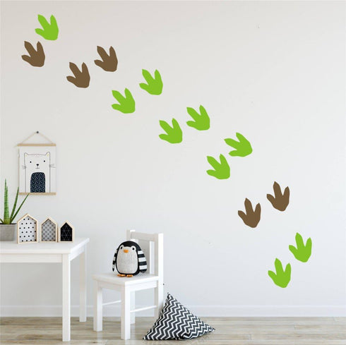 24 Dinosaur Footprint Wall Stickers, Cute Vinyl Decals for Kids Nursery, Removable Dinosaur Art for Wall Decor