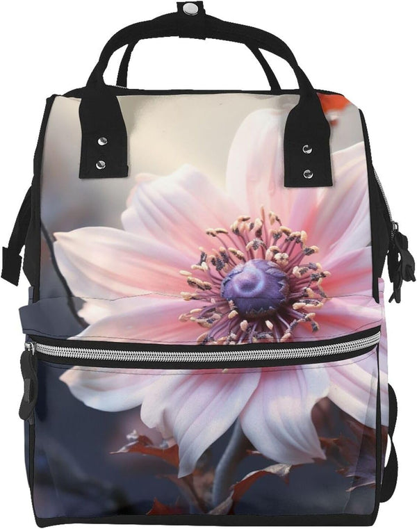 OUSIKA Flower Blossom Print Diaper Bag Multifunction Laptop Backpack Travel Daypacks Large Nappy