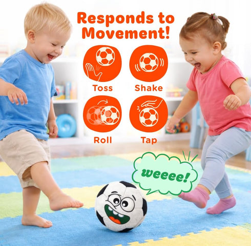 Move2Play, 6, 12, 18+ 1, 2, 3+ Hilariously Interactive Toy with Music & Sound Effects for Boy & Girl | Ball for Toddler