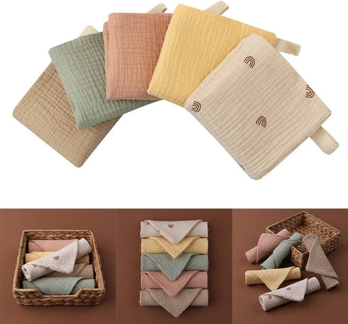 MGBISYI 5 4 Sets Baby Muslin Burp Cloths, Pieces Layer Cotton Baby Wash Cloth, Washcloths Baby Burping Cloth Newborn