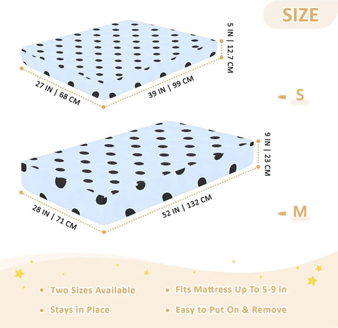 CZXW 52" 28" Blue Polka Dots Crib Sheets Fitted x Natural Cotton Soft & Breathable for Baby Crib Mattress